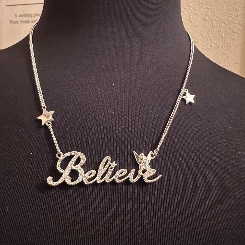 Vintage Disney Couture Tinkerbell Believe Necklace